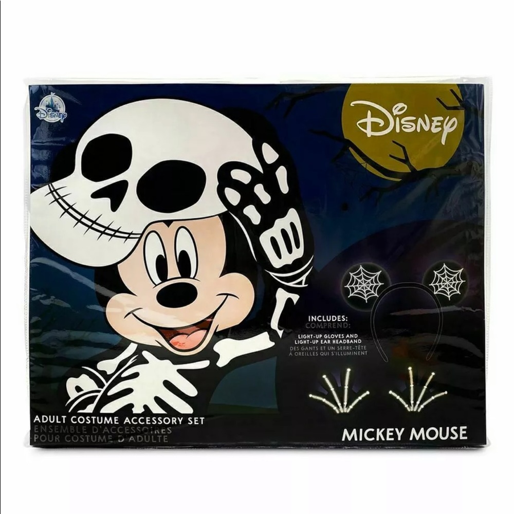 Mickey Light-Up Gloves & Headband Skeleton Costume